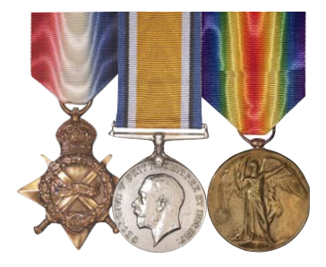 L-R: 1914-1915 Star, British War Medal, The Victory Medal