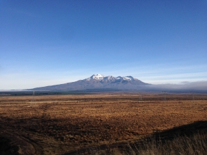 View of Mt. Ruapehu taken during our bus trip