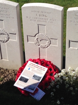 The Grave of John King. First New Zealand soldier executed in the First World War.